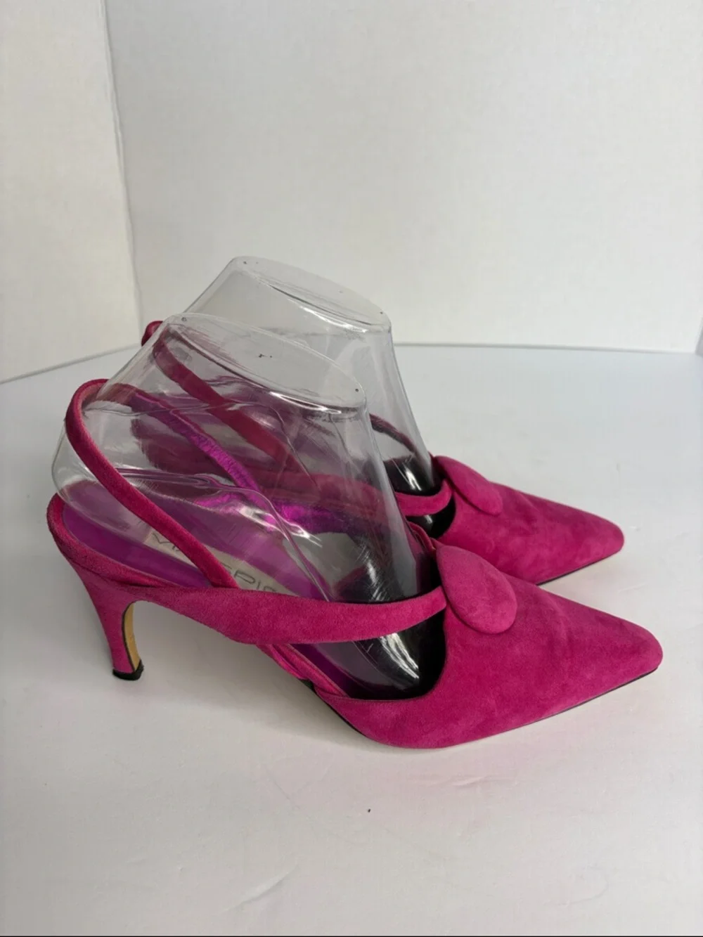 Via Spiga Women’s Fuchsia Suede Pointed-Toe Slingback Heels